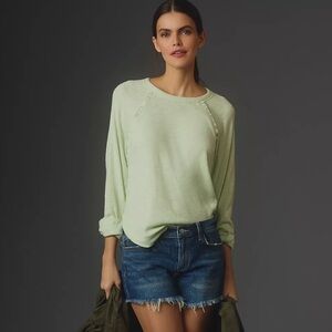 Anthropologie Pilcro Ruffled Raglan Thermal Top Size Large